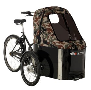 nihola-Family-cargo-bike-dark-army-hood1