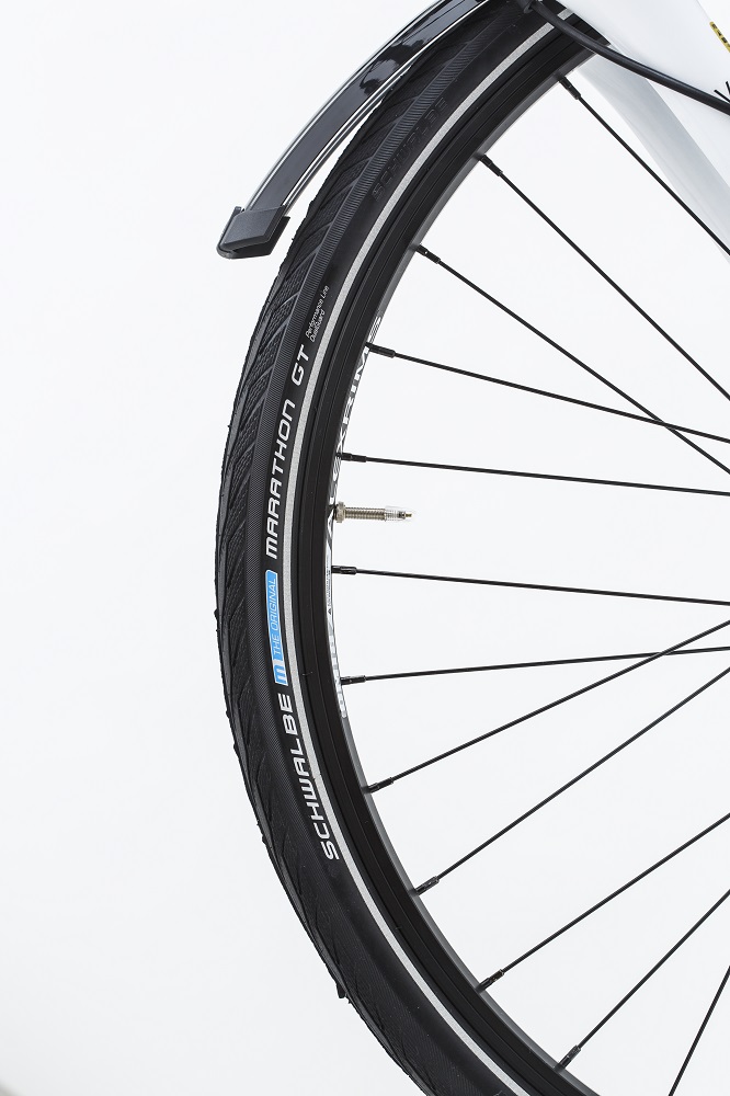 5.Schwalbe reflective tires and alloy double wall Rims
